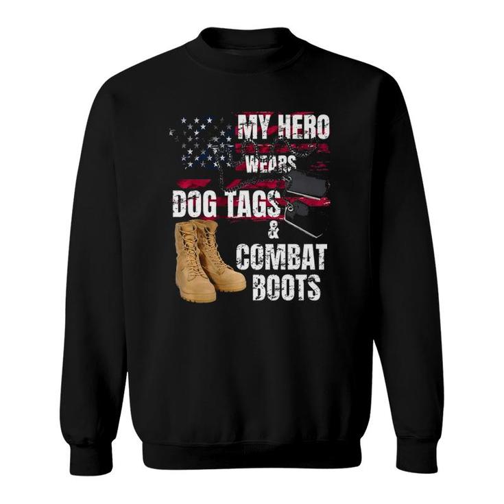 Dog Tags Military  My Hero Wears Dog Tag Combat Boots Premium Sweatshirt