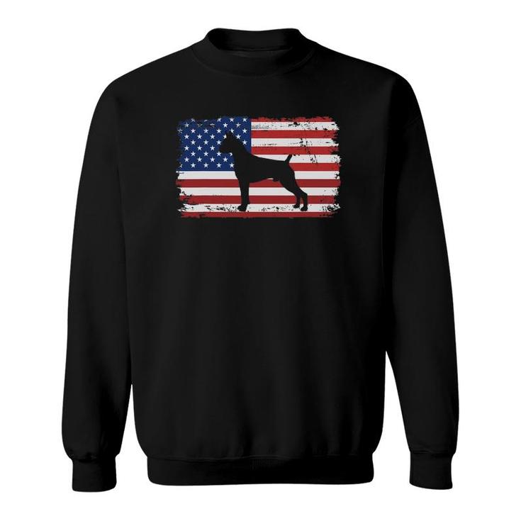 Dogs 365 Vintage Boxer Dog Us American Flag Sweatshirt