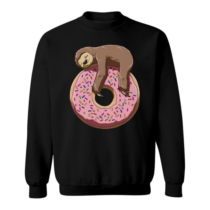 Donut Sloth Sleeping On A Donut Sloth Lovers Sweatshirt