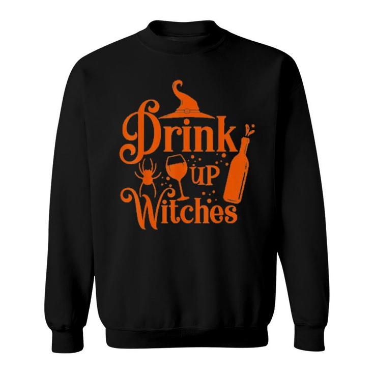 Drink Up Witches Halloween Drinking Wine Glass Lover Tee Sweatshirt