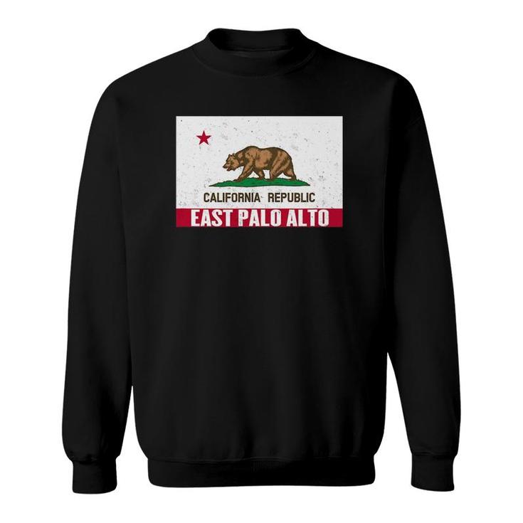 East Palo Alto, California - Distressed Ca Republic Flag Sweatshirt