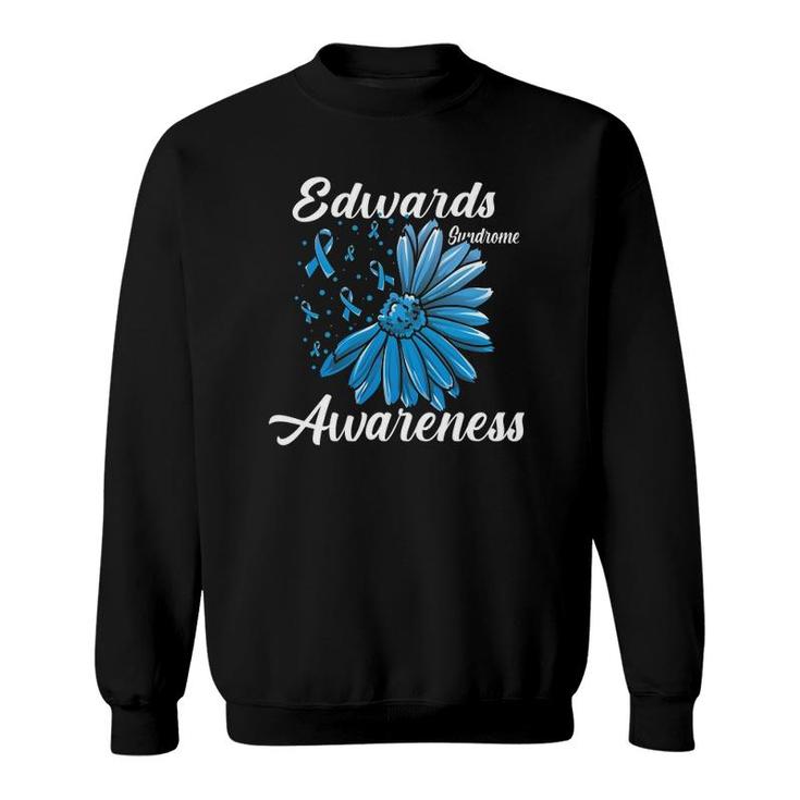 Edwards Syndrome Awareness Trisomy 18 Related Light Blue Ribbon Sweatshirt