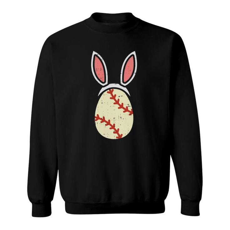 Egg Baseball Rabbit Bunny Ears Funny Easter Player Gift Sweatshirt