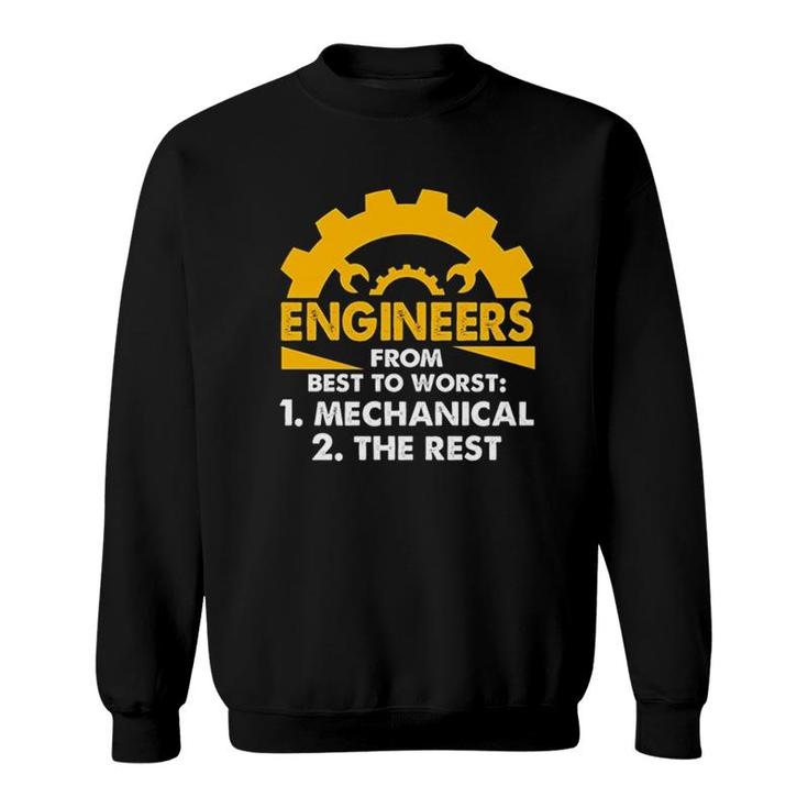 Engineers From Best To Worst Mechanical Engineering Sweatshirt