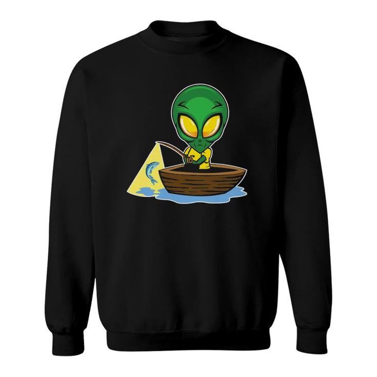 Exterrestrial Ufo Lake Fishermen Sail Fish Fishing Alien Dad Sweatshirt