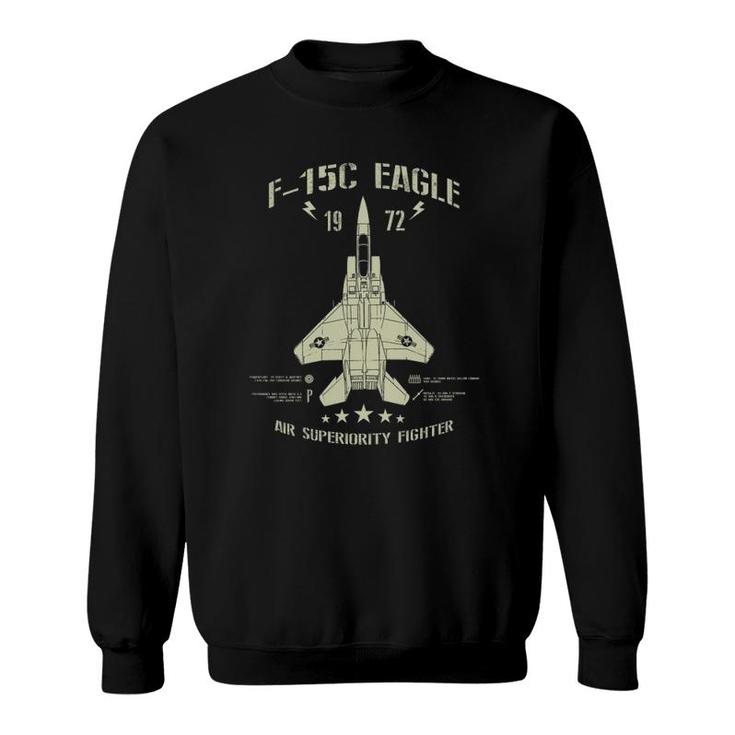 F-15 Eagle Jet Fighter Technical Drawing Sweatshirt