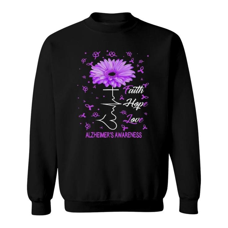 Faith Hope Love Alzheimer's Awareness Purple Flower Gift Sweatshirt