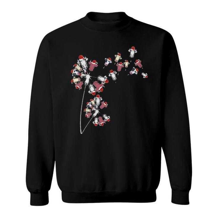 Farm Animal Dandelion Christmas Animal Cow Sweatshirt