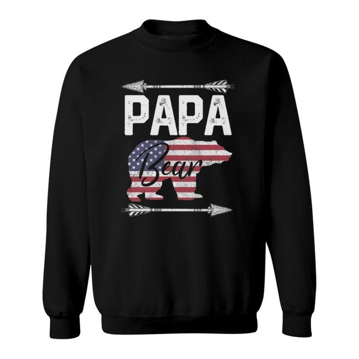Father's Day Gift Papa Bear Dad Grandpa Usa Flag July 4Th Sweatshirt