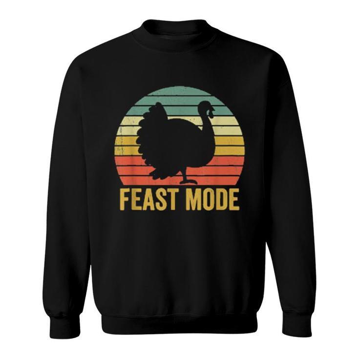 Feast Mode Thanksgiving Vintage Turkey Trot Retro  Sweatshirt