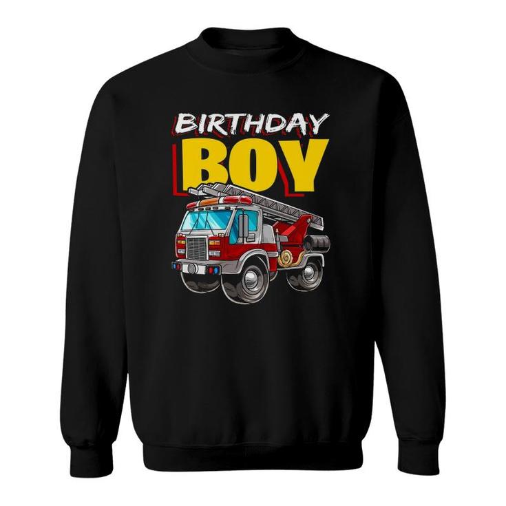 Firefighter Birthday Boy Matching Family Fireman Fire Truck Sweatshirt
