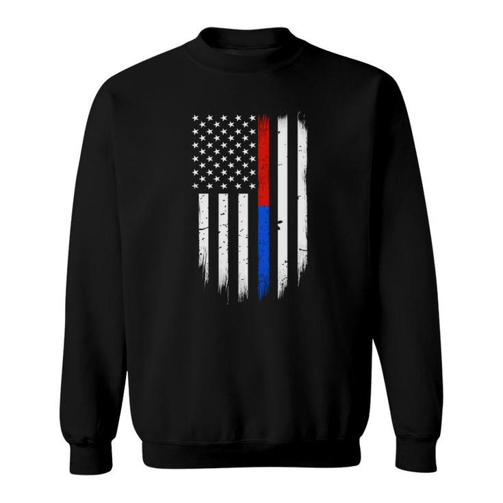 Firefighter Police Flag Thin Red Blue Line Sweatshirt