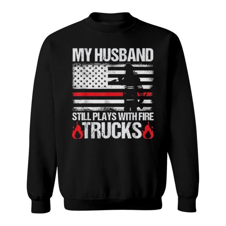 Firefighter's Wife Quote Proud Fireman Usa Flag Design  Sweatshirt
