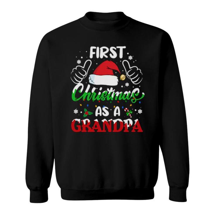 First Christmas As A Grandpa  Santa Hat Xmas Light 2021  Sweatshirt