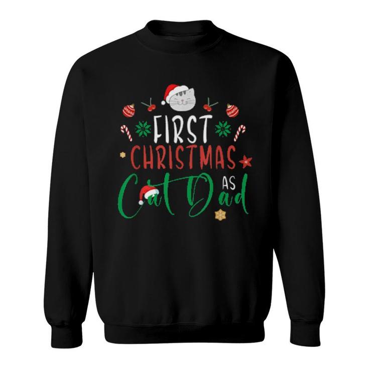 First Christmas As Cat Dad Pj's For Xmas Cat Owner  Sweatshirt
