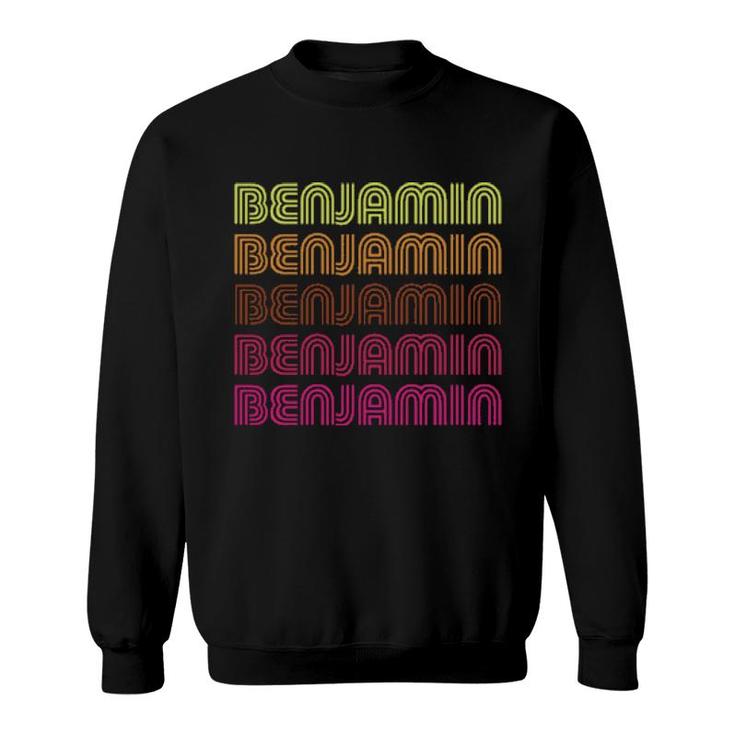 First Name Benjamin Funky Retro Vintage Disco Design  Sweatshirt