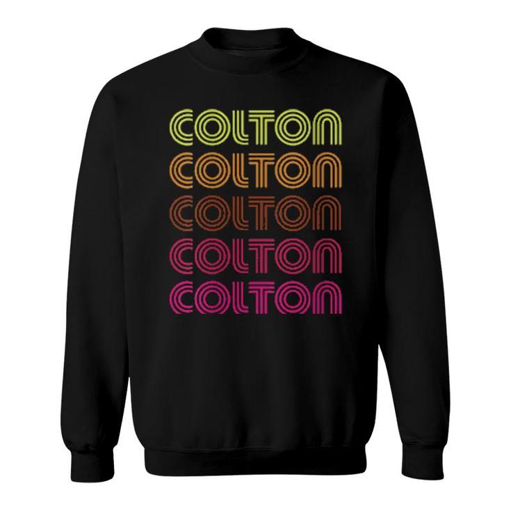First Name Colton Funky Retro Vintage Disco Design  Sweatshirt