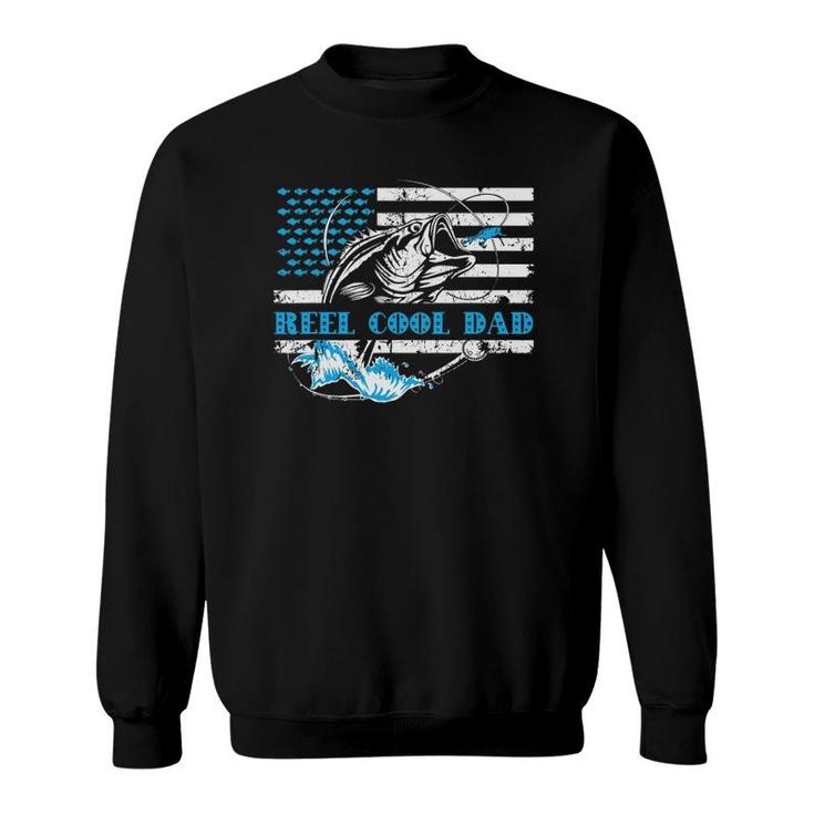 Fishing Stuff For Father's Day Reel Cool Dad American Flag Sweatshirt