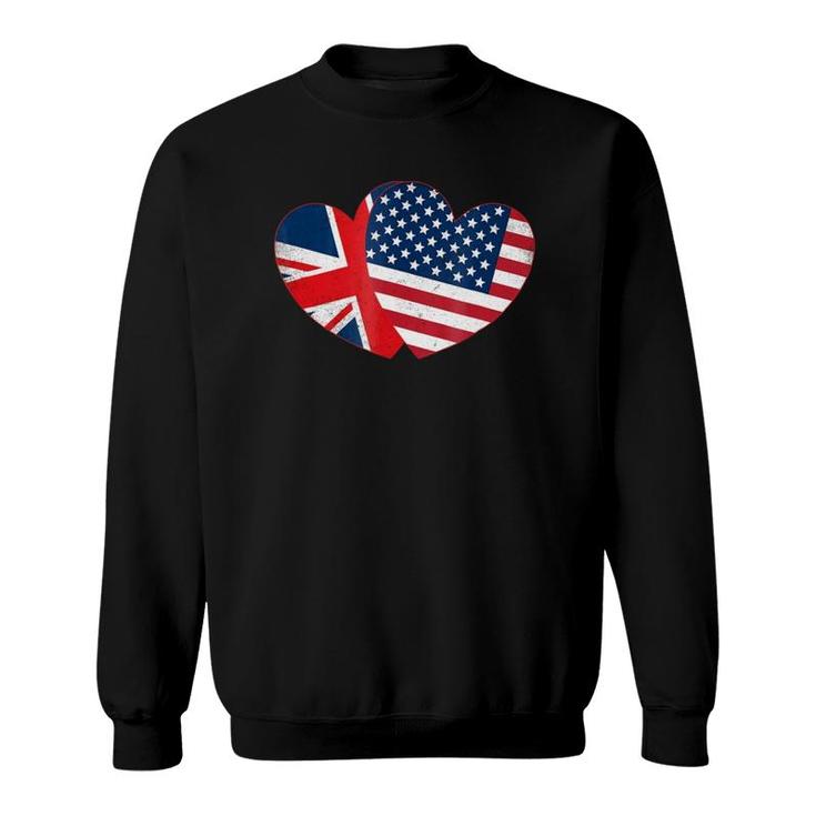 Fourth Of July S British American Flags Hearts Uk Usa Sweatshirt