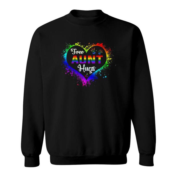 Free Aunt Hugs Lbgt Heart Rainbow Gay Pride Month Gift Sweatshirt