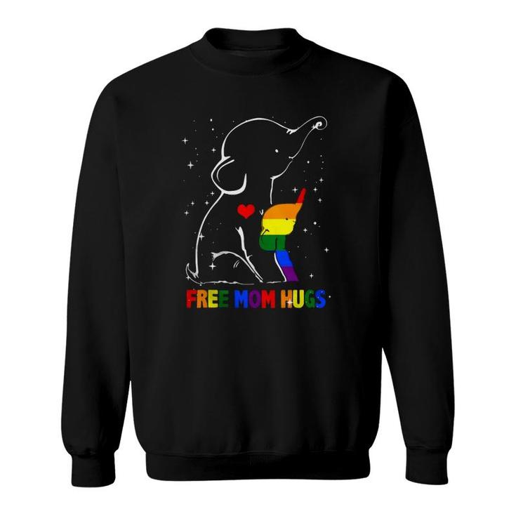 Free Mom Hugs Lgbt Mom Mother Elephant Rainbow Gifts Womens Sweatshirt