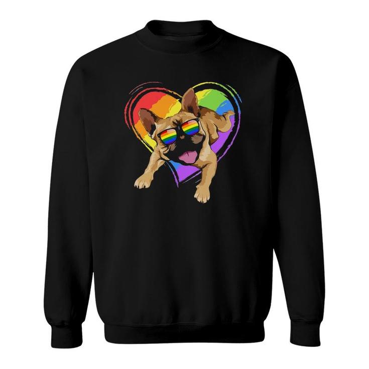 French Bulldog Rainbow Heart Gay Pride LgbtGifts Sweatshirt