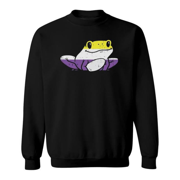 Frog Animal Lgbtq Non-Binary Flag Genderqueer Men Women Sweatshirt
