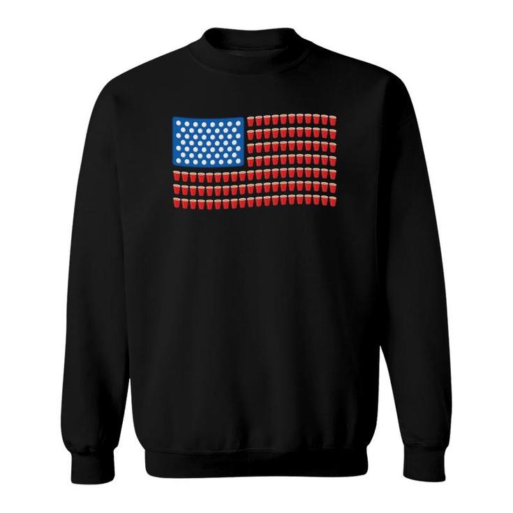Funny 4Th Of July Beer Pong American Flag Sweatshirt