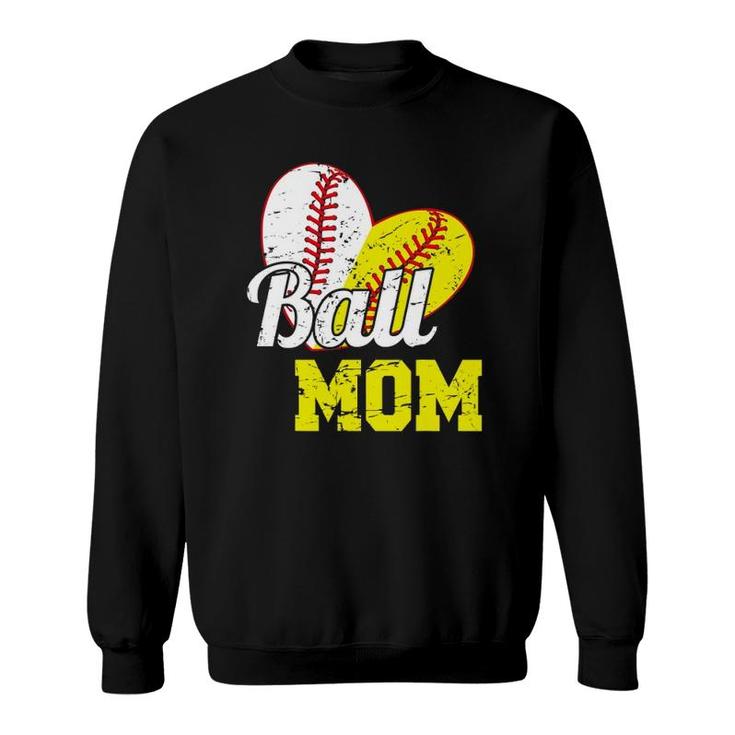 Funny Ball Mom Softball Baseball Outfit For Women Mother's Day Sweatshirt