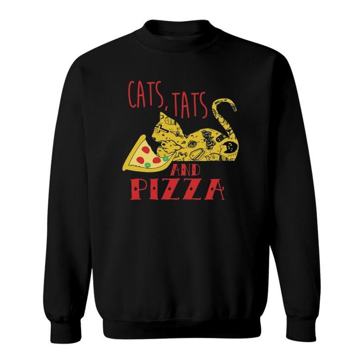 Funny Cat Lovers Gift Tattoo Lovers Pizza & Cats Sweatshirt