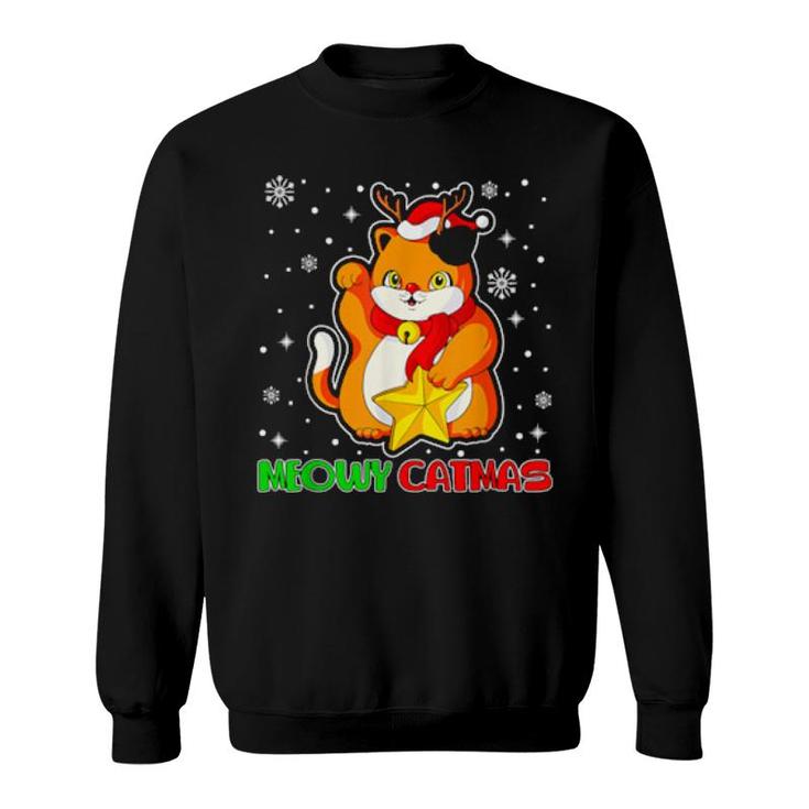 Funny Christmas Cat Matching Family Pajamas Meowy Catmas  Sweatshirt