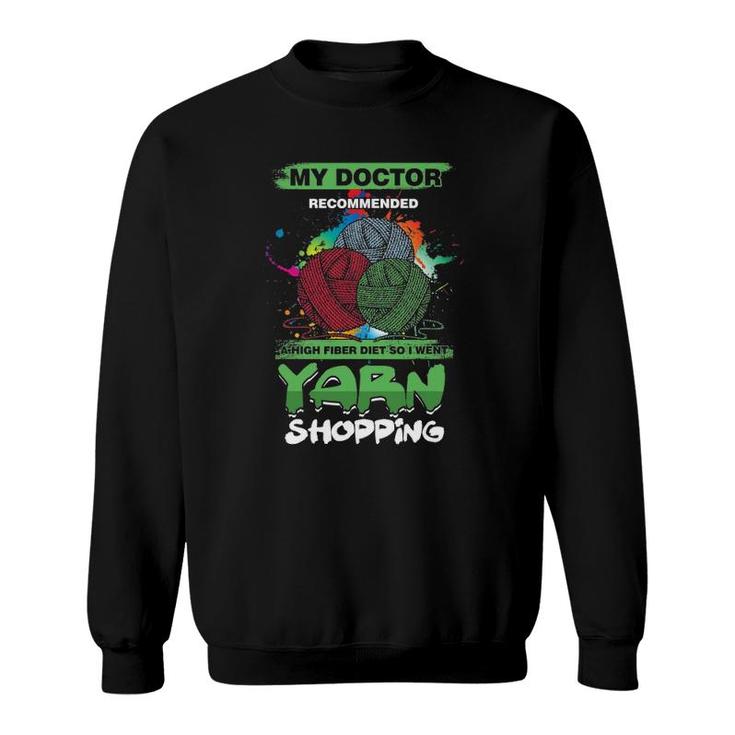 Funny Crocheter Embroidery Yarn Shopping Sweatshirt