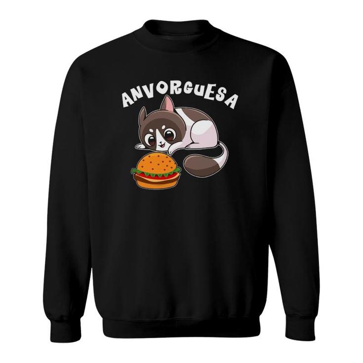 Funny Cute Cat Anvorguesa Hamburger Kitty Lovers Sweatshirt