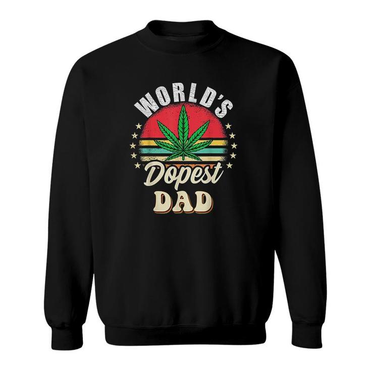 Funny Fathers Day Star Weed Dad Vintage Worlds Dopest Dad  Sweatshirt