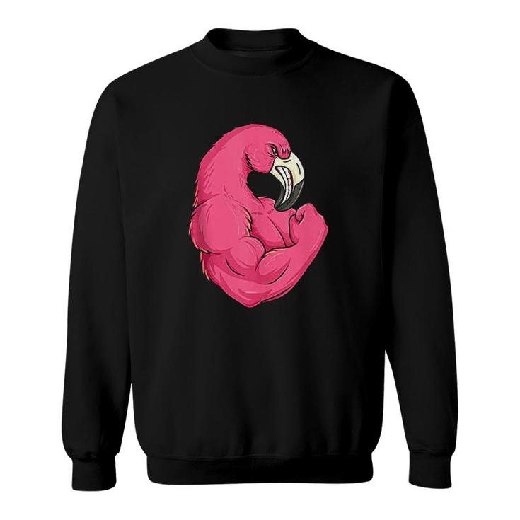 Funny Flamingo Weightlifting Bodybuilder Muscle Sweatshirt