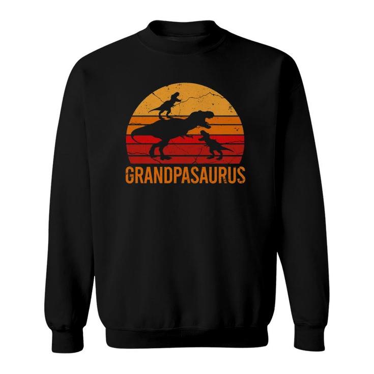 Funny Grandpa Dinosaur Daddy Gift 2 Two Kids Grandpasaurus Sweatshirt