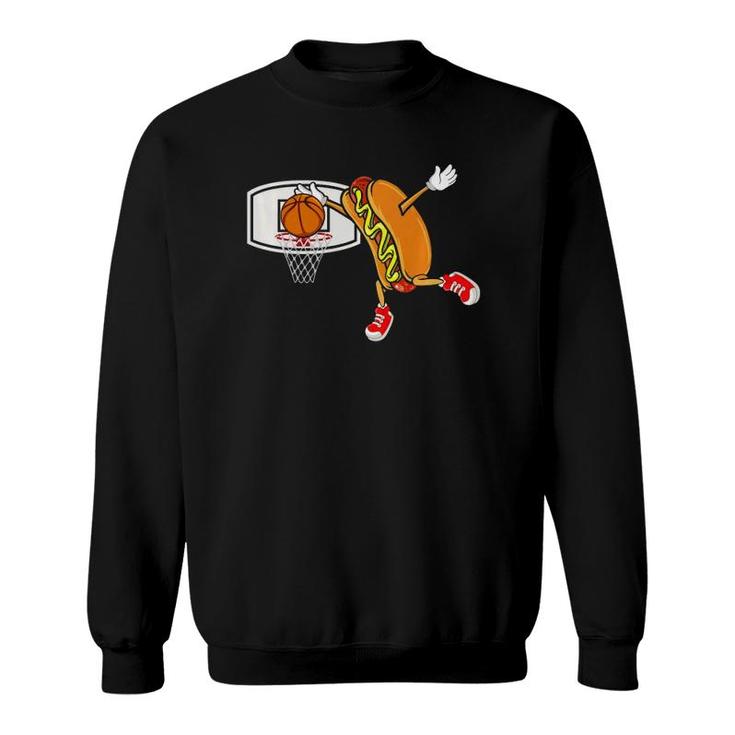 Funny Hot Dog Slam Dunk Basketball  Sweatshirt