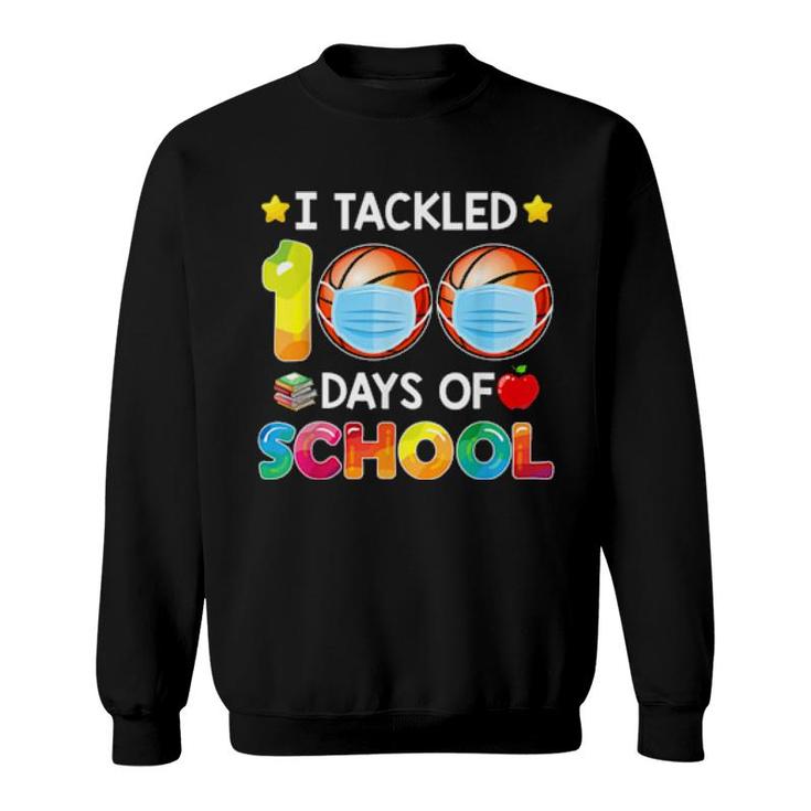 Funny I Tackled 100 Days Of School Basketball Boy Matching Sweatshirt