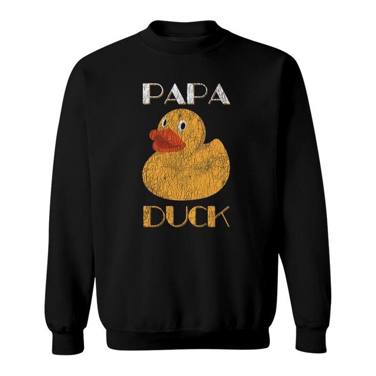 Funny Papa Duck Farm Animal Distressed Design Father's Day Sweatshirt
