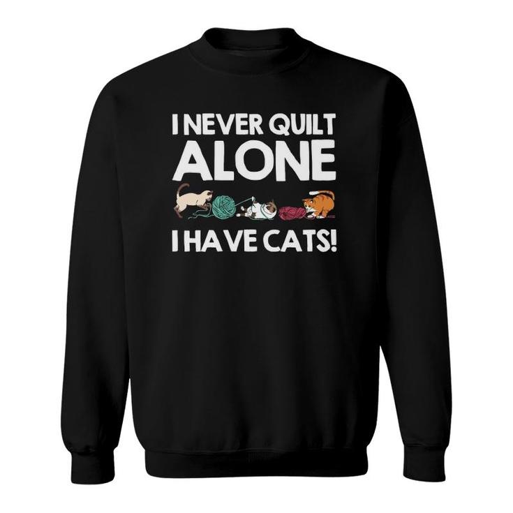 Funny Quilting Gift For Women Cat Quilt Pet Lover Quilter  Sweatshirt