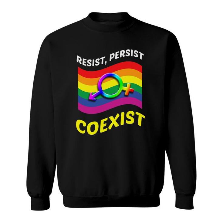 Funny Resist Persist Coexist Bi Lesbian Gay Lgbt Sweatshirt