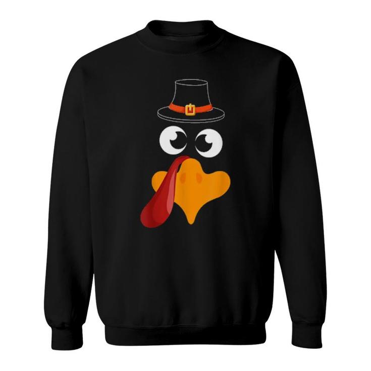 Funny Thanksgiving Fall Joke Silly Turkey Face Thanksgiving Sweatshirt
