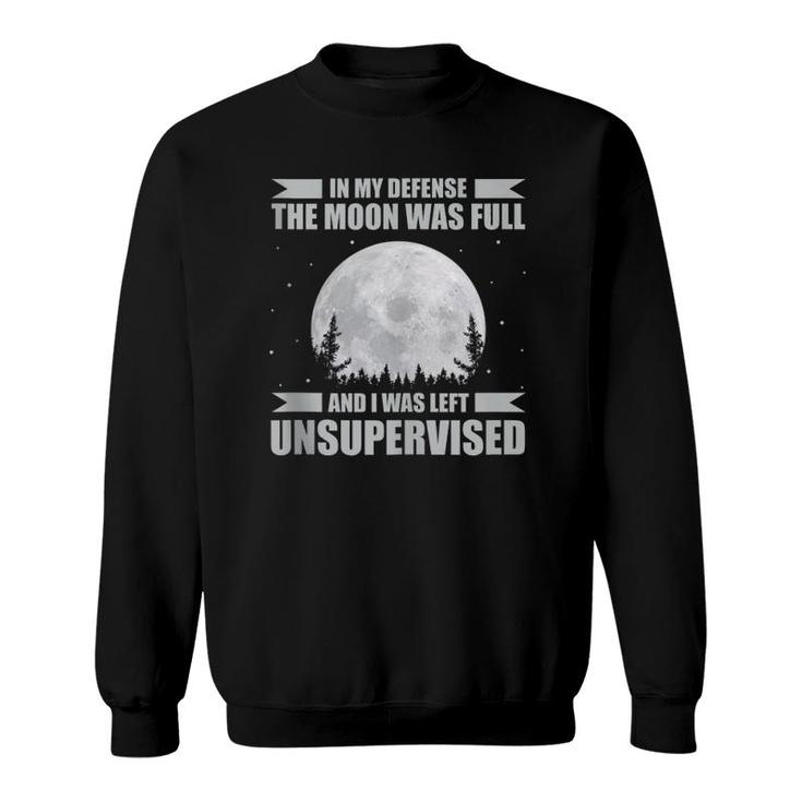 Funny Wicca In My Defense Full Moon Witch Pagan Halloween  Sweatshirt
