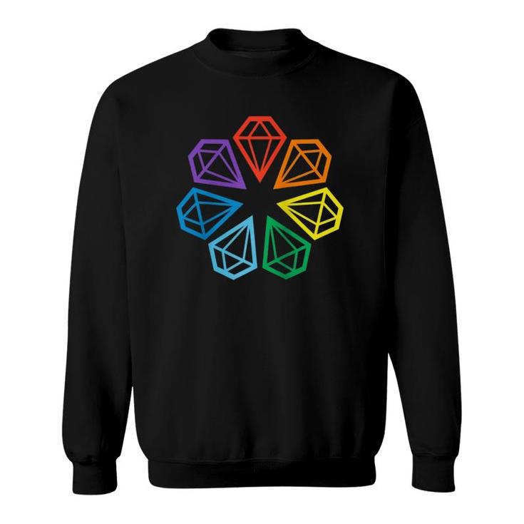Gay Pride Lgbt Rainbow Minimalist Polygon Diamonds  Sweatshirt