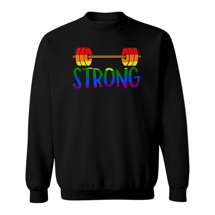 Gay Pride Strong Gym Rainbow Barbell  Sweatshirt