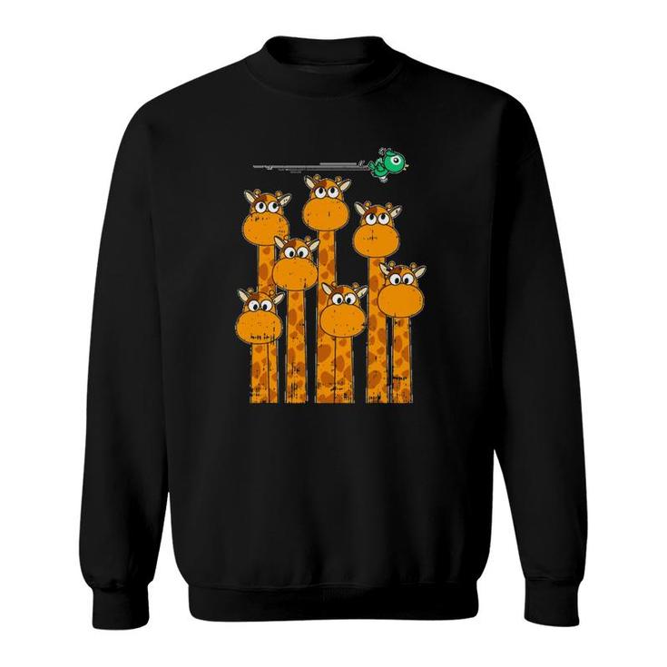 Giraffe Bird Animals Cute Wildlife Safari Gift Sweatshirt