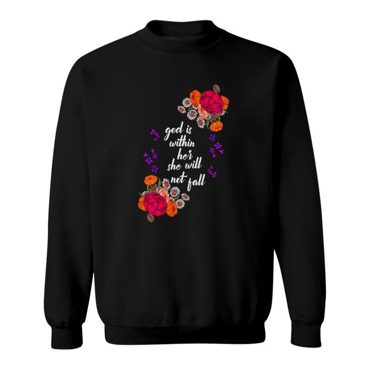 God Is Within Her Biblical Quote Godly Sayings Christian Gift Sweatshirt