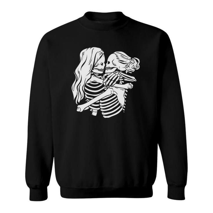 Gothic Alt Clothing Female Kissing Skulls Mall Goth Clothing Sweatshirt