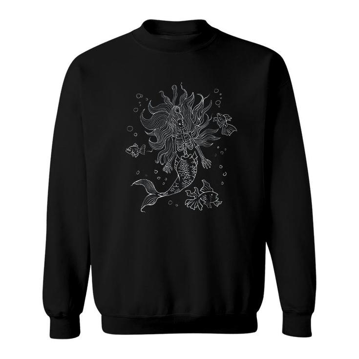 Gothic Mermaid Skeleton Witchy Graphic Sweatshirt