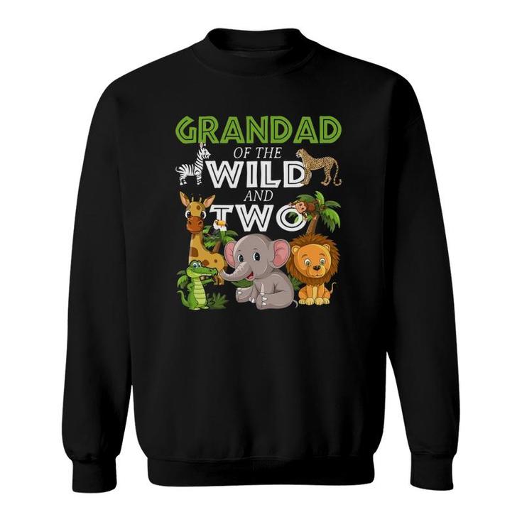 Grandad Of The Wild Two Zoo Birthday Safari Jungle Animal Sweatshirt